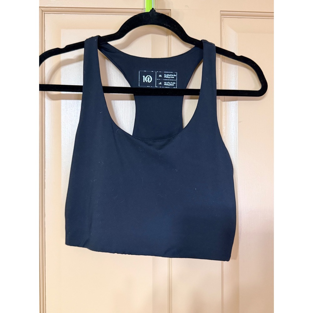 Tentree InMotion Crop Top Tank Meteorite Black Racerback Activewear Womens Med